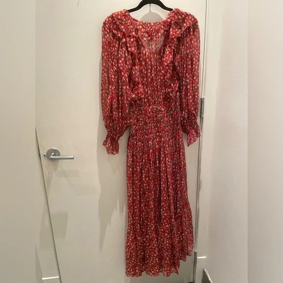 NWT DOEN MURIEL DRESS - XXS (roughly size 0-2) Red Print - Silk - Picture 5 of 12